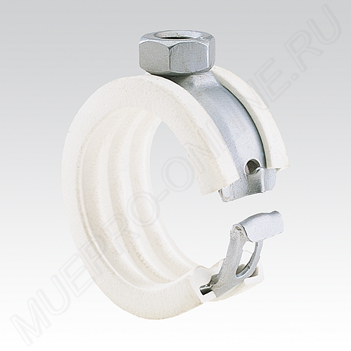 Хомут MÜPRO Safety Clip белый, М8, 1" (33,7 мм), оцинкованный 123321